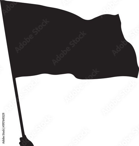 Waving flag silhouette illustration held by hand vector