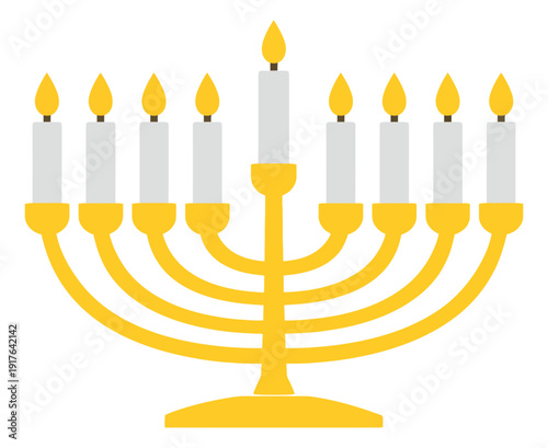 Modern graphic illustration of a Hanukkah menorah for Jewish holiday designs
