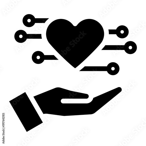 Digital Heart Healthcare Solid Icon