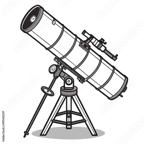 Black and white of a telescope on a tripod astronomy 1