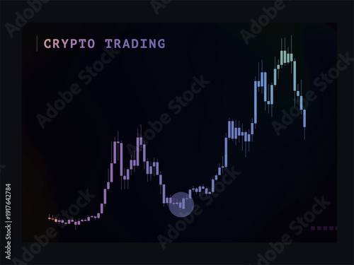 Chart with candlesticks, breakout bullish trend for trading stocks, crypto. Vector illustration for investing. Creative style for infographic, interface, presentation, web page, banner
