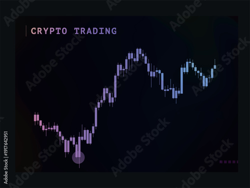 Chart with candlesticks, breakout bullish trend for trading stocks, crypto. Vector illustration for investing. Creative style for infographic, interface, presentation, web page, banner