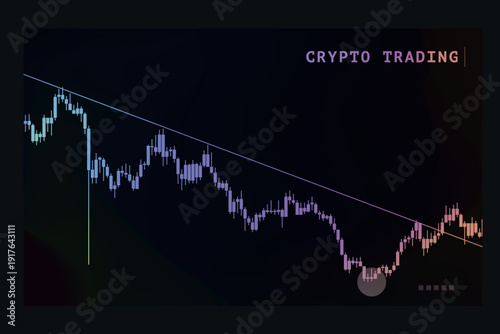 Chart with candlesticks, breakout bullish trend for trading stocks, crypto. Vector illustration for investing. Creative style for infographic, interface, presentation, web page, banner