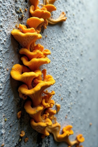 Wallpaper Mural Vibrant Cluster of Golden Yellow Fungi Growing on a Textured Surface Torontodigital.ca