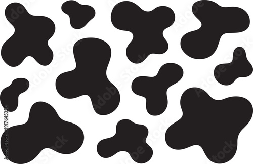 abstract black ink blot pattern organic shapes blobs vector illustration