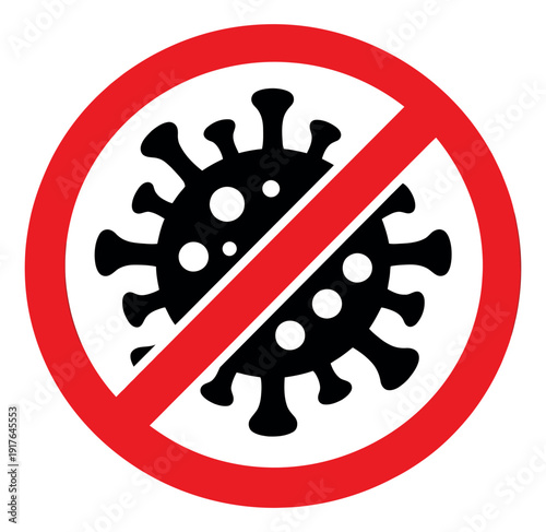 Graphic illustration of coronavirus depicting prohibition for public health and safety