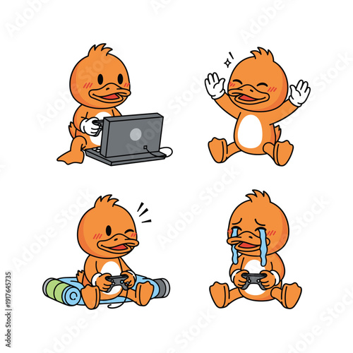 Cartoon chicken character experiencing stress and frustration in daily life