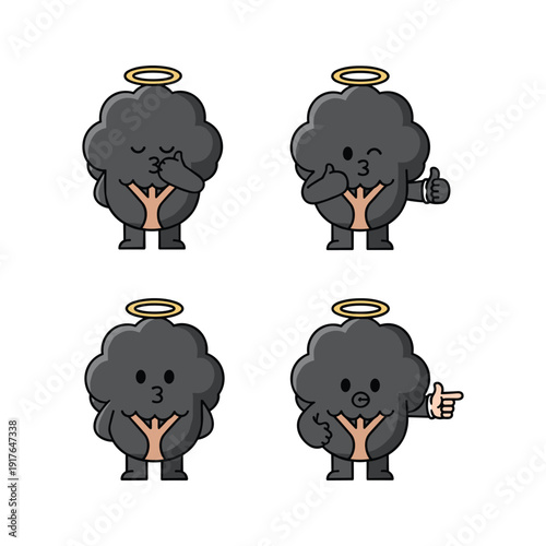 Cartoon sheep characters with different emotions and gestures in a set