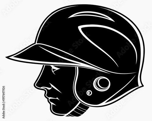 Batting Helmet Silhouette Vector Graphic Illustration