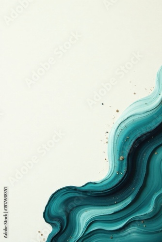 Abstract Teal and Beige Swirls with Speckled Accents A Serene Composition for Design Projects