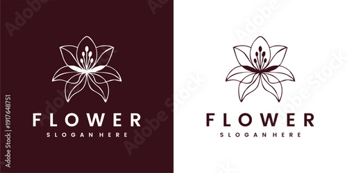 Floral ornament logo and icon set. Abstract beauty flower logo design collection.