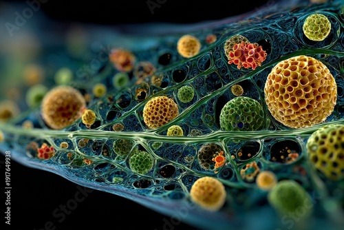 Wallpaper Mural Plant surface microtexture with guard cells. Generative AI Torontodigital.ca