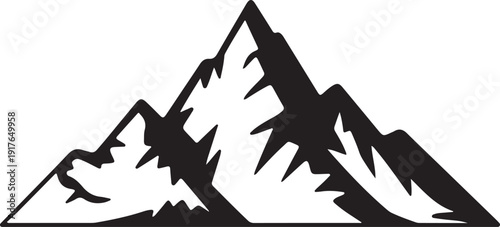 Majestic mountain range in bold black silhouette