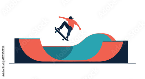 A skateboarder performs tricks on a colorful skate ramp outdoors recreationally.