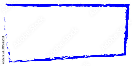 Distressed blue rectangular frame with grunge texture border, ideal for graphic design, adding vintage or rustic aesthetic to compositions and creative layouts