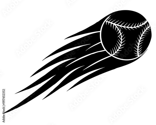 Sports Baseball Flying Through Air Silhouette Vector Graphic