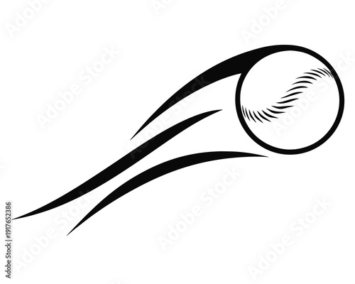 silhouette of a Baseball flying motion trail vector illustration isolated on white background