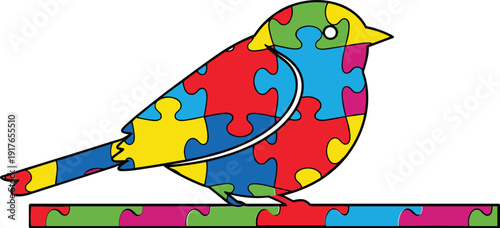 Autism Puzzle Bird Awareness Vector Illustration