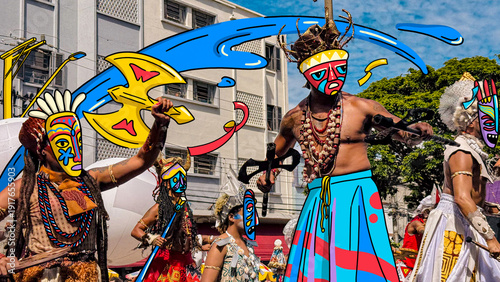 Tableau sur toile Brincantes de Bloco de matriz africana no Carnaval brasileiro