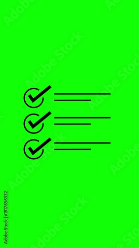Minimal checklist graphic with two checked items and one pending, on bright green background.