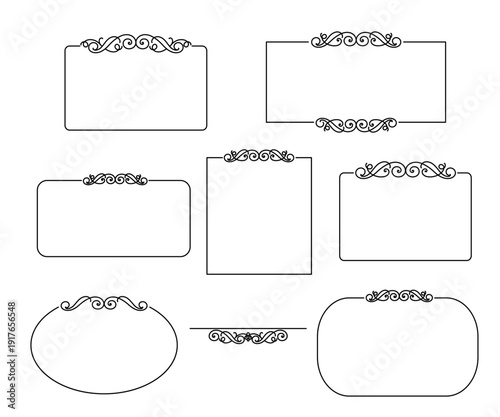 6521 Set of vector retro frames with place for text linear design  . From the largest and best collection of frames.