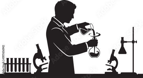bold vector of a chemist in a laboratory