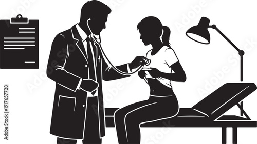 bold vector of a doctor examine a patient