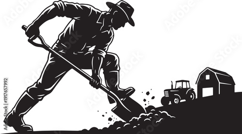 bold vector of a young farmer