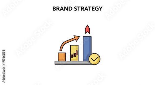 Brand strategy concept with charts and arrow for business growth
