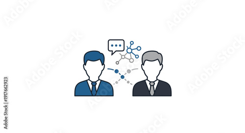 Business communication illustration showing connection and dialog between people