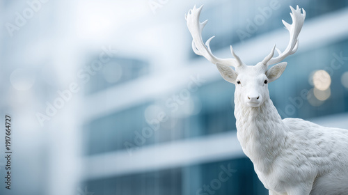 Albino Deer in Urban Settin...