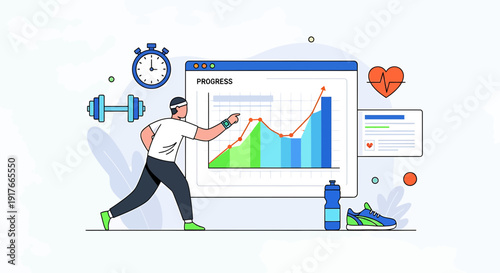 Fitness Tracker Data Analysis: Man Monitoring Health Progress Chart