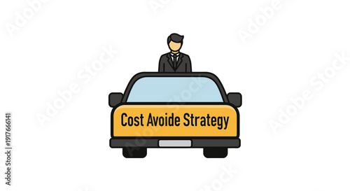 Businessman in a car representing cost avoidance strategy concept