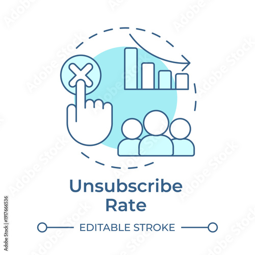 Unsubscribe rate soft blue concept icon. Failure analysis, error correction. Market research. Round shape line illustration. Abstract idea. Graphic design. Easy to use in booklet, article