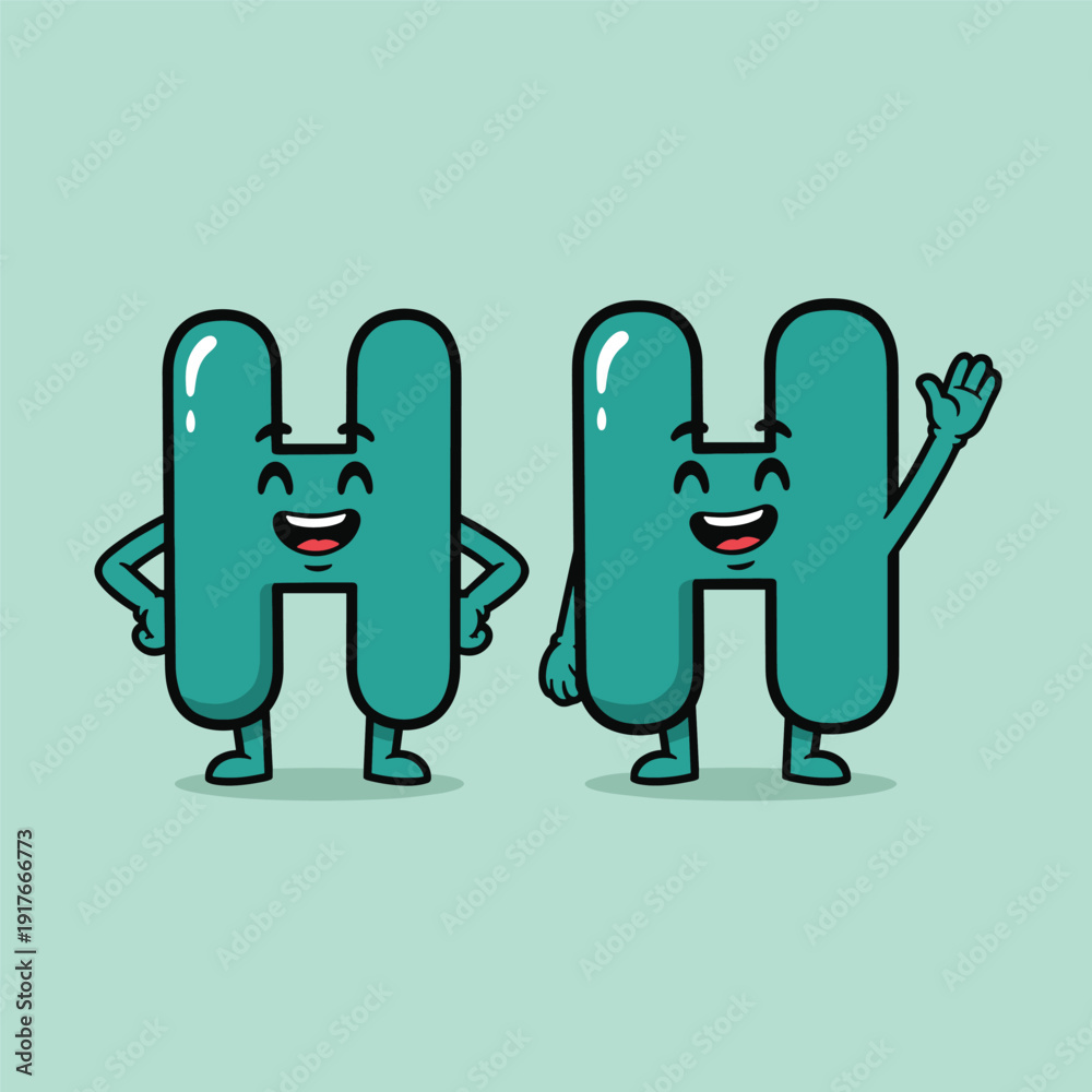 Fototapeta premium Cartoon Character Letter H Illustration.
