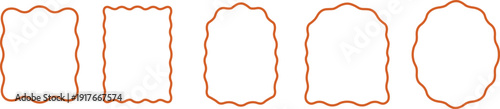 Minimalist Orange Wavy Line Frames Set - Decorative Scalloped Edge Borders and Squiggle Frames for Creative Branding and Graphic Design Vector Illustration