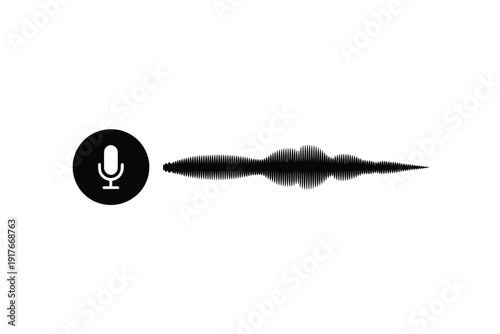 A black microphone icon beside a waveform representing audio or voice recording