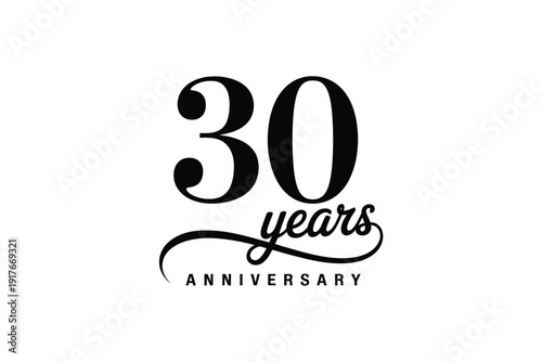 Elegant black and white design celebrating a thirtieth anniversary milestone