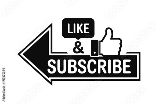 Black and white graphic displaying a like and subscribe call to action