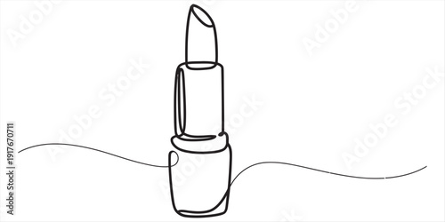 Continuous line drawing of a classic lipstick tube for beauty and fashion concepts. Vector, illustration