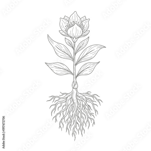 Detailed illustration of a flower plant.