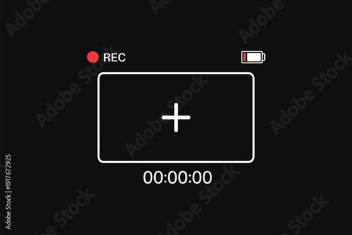 A digital camera display shows recording status battery level and elapsed time