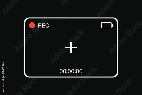 A black screen displays a recording indicator battery level and timestamp