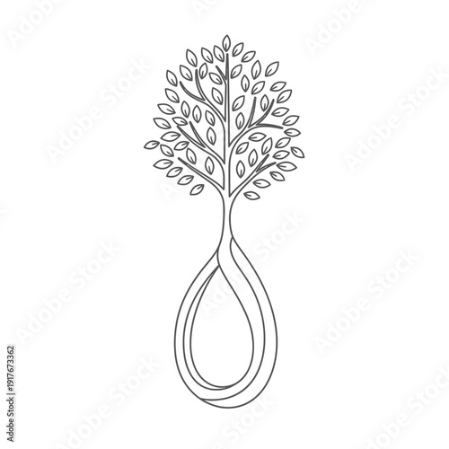 Tree with leaves in teardrop shape.