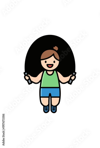 Woman skipping rope illustration on black background