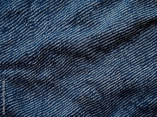 Dark Blue Denim Fabric With Diagonal Twill Texture