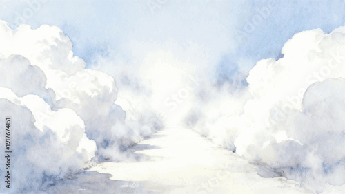 Unknown Way Sky Pathway to the Misty Horizon isolated watercolor vector illustration svg
