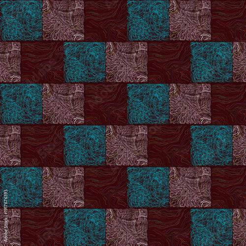 Bild auf Leinwand Rectangles, arranged in a sachmat order, contain different patterns and make up the background for presentations, textiles, invitations, websites