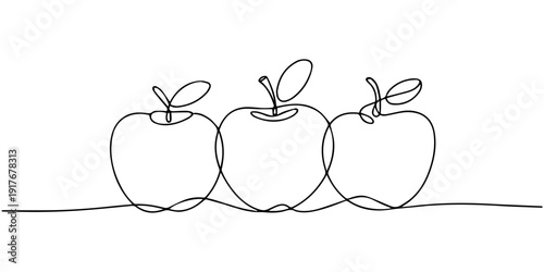 Dried apple slices continuous one line drawing, Seamless pattern of hand-drawn apple slices, simple line art illustration,sliced and whole healthy apples organic for orchard logo. Fresh tropical fruit