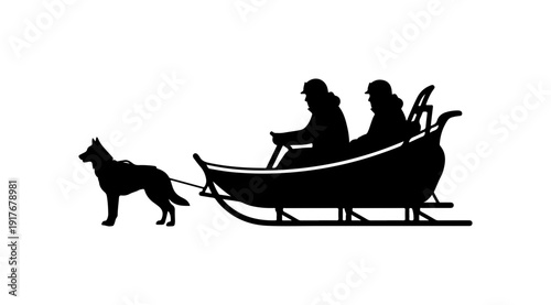Winter Sleigh Ride with Dog and Passengers
